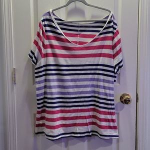 Lane Bryant Plus Size Striped Pink, White, Purple Slub Top Size 22/24